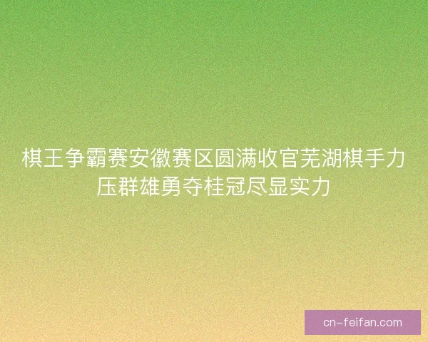 棋王争霸赛安徽赛区圆满收官芜湖棋手力压群雄勇夺桂冠尽显实力 棋王争霸赛安徽赛区圆满收官芜湖棋手力压群雄勇夺桂冠尽显实力
