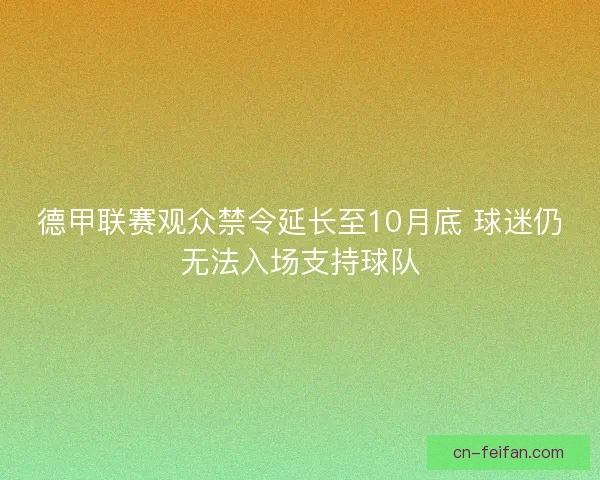 德甲联赛观众禁令延长至10月底 球迷仍无法入场支持球队